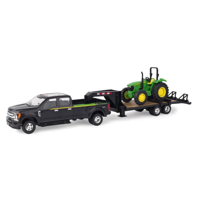 1/32 John Deere Ford F350 Pickup With 5075E Tractor & Trailer Toy Set - Lp68113 1