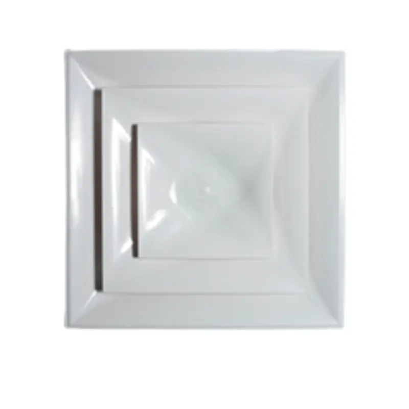 24" X 24" Square Face - 10" Round Neck White Ceiling Diffuser 1