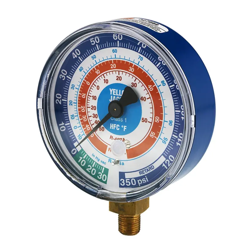 3-1/8" Dry Compound Gauge - Blue °F - 30"- 0-120 Psi - 1/8" Npt Male Connection 1
