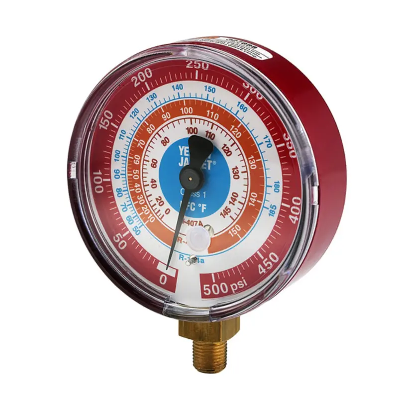 3-1/8" Dry Pressure Gauge - Red °F, 0-500 Psi - 1/8" Npt Male Connection 1