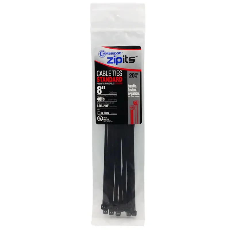 8" Uv Black Electrical Tie - 20 Pcs 1