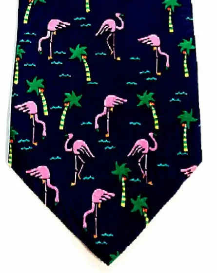Alynn Neckwear- 'Flamingo/Palm Tree' Novelty Silk Tie 1