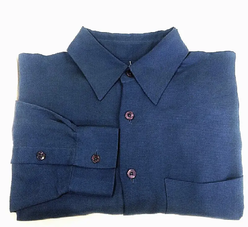 Bachrach Blue Silk Fashion Shirt- Size S 1