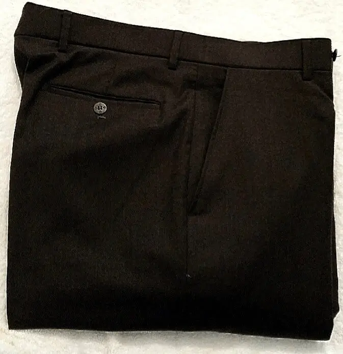Ballin 'Comfort-Ez'- Brown Flannel Wool-Plain Front Dress Trousers- Size 36X30 1