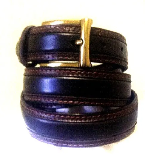 Black/Brown Leather Inlay Casual Fashion Belt- Size 44 1