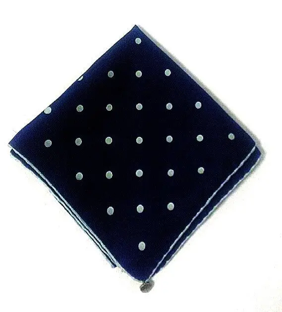 Blue Polka Dot Silk Scarf/Pocket Square- (26"X26") 1