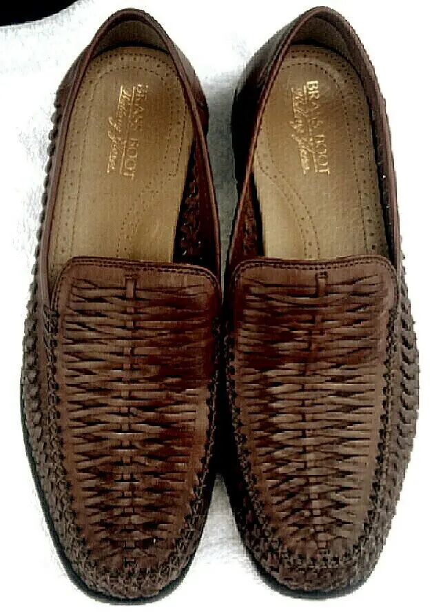 Brass Boot- Brown Basket Weave Slip-On Shoes- Size 10M 1