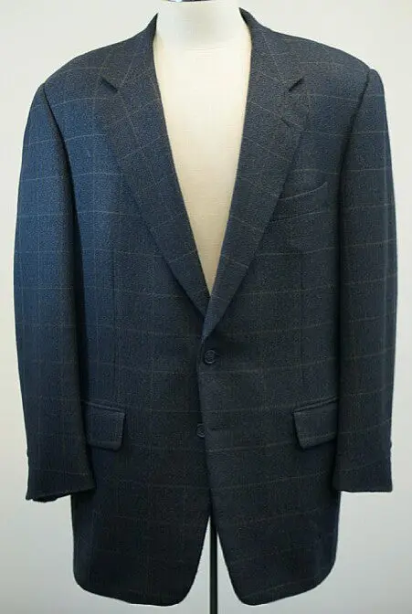 Corneliani Blue Herringbone Wool Sport Coat- Size 44L 1
