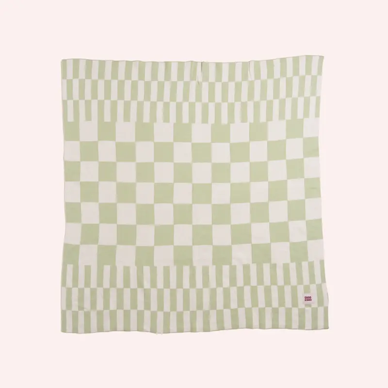 Cosy Baby Blanket - Tri-Check Sage 1