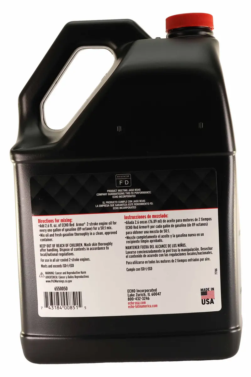 Echo Original Equipment Red Armor 2-Cycle Engine Oil (1 Gallon Bottle) - 6550050 1