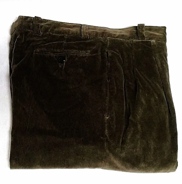 Ermenegildo Zegna-Olive Brushed Cotton Casual Trousers- Size (50) 34X30 1