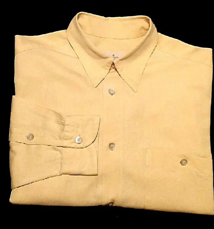 Ermenegildo Zegna-Yellow Cotton/Rayon Twill Fashion Shirt- Size M 1