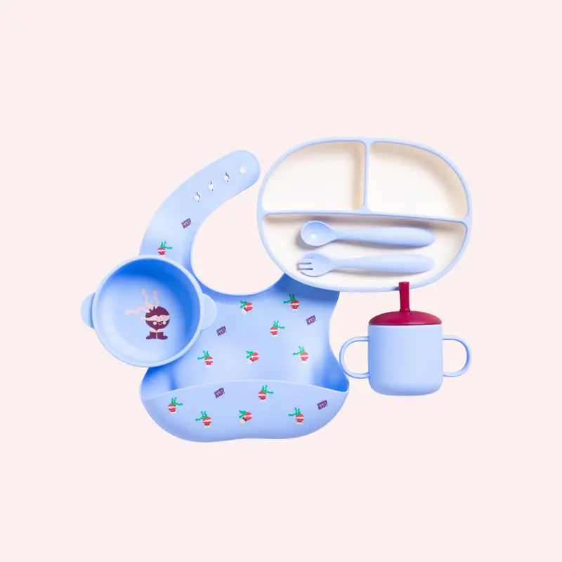 Fun Firsts Feeding Set Silicone - Super Rad Periwinkle Blue 1