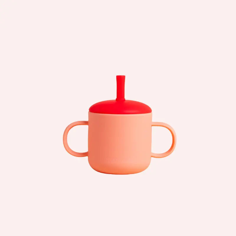 Fun Firsts Silicone Straw Cup - Croissant Peach 1