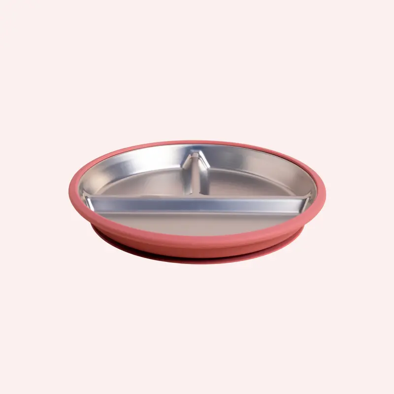 Fun Firsts Stainless Steel Plate With Silicone Sleeve - Terracotta 1