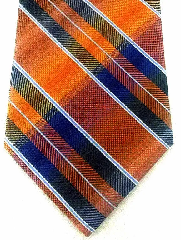 Hathaway- Orange/Blue 100% Silk Hand-Made Woven Tie 1