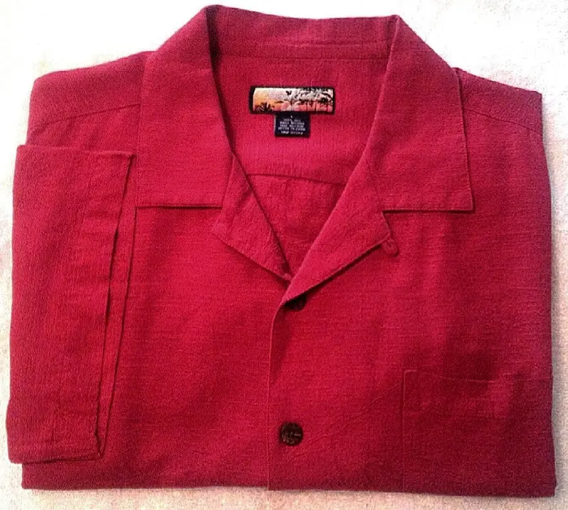 Havana Jack's Cafe- Red 100% Silk Camp Shirt- Size L 1