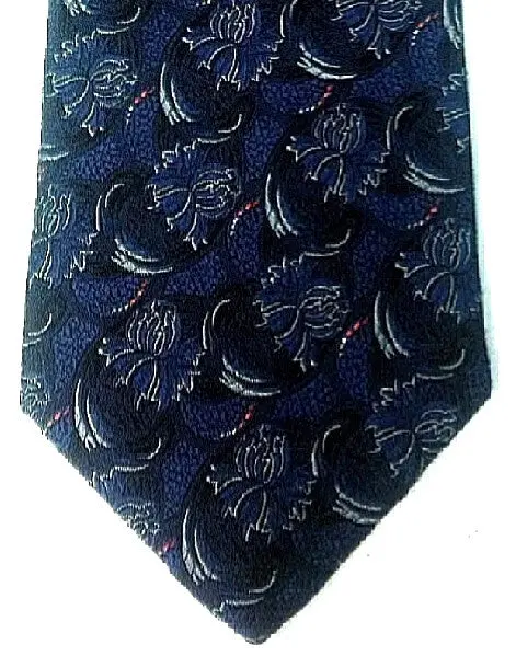 Hickey Freeman-Navy Floral Woven Silk Tie 1