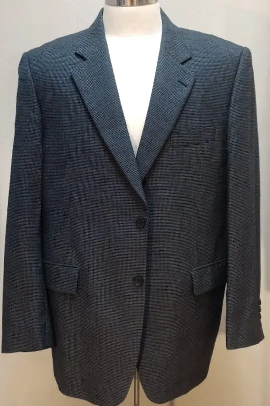 Jack Victor 'Saville-Row'- Blue Mini Check 100% Wool Sport Coat- Size 44R 1