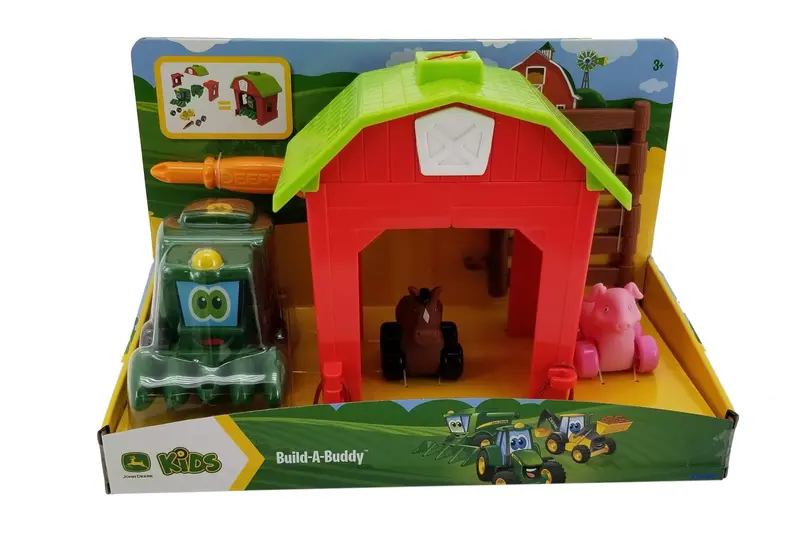 "John Deere Build-A-Buddy - Corey Combine With, Barn, Fence, Pig, Horse And Screwdriver" 1