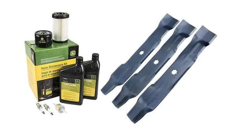 John Deere Original Equipment Model E140 Maintenance Kit + Mulching Blades 1