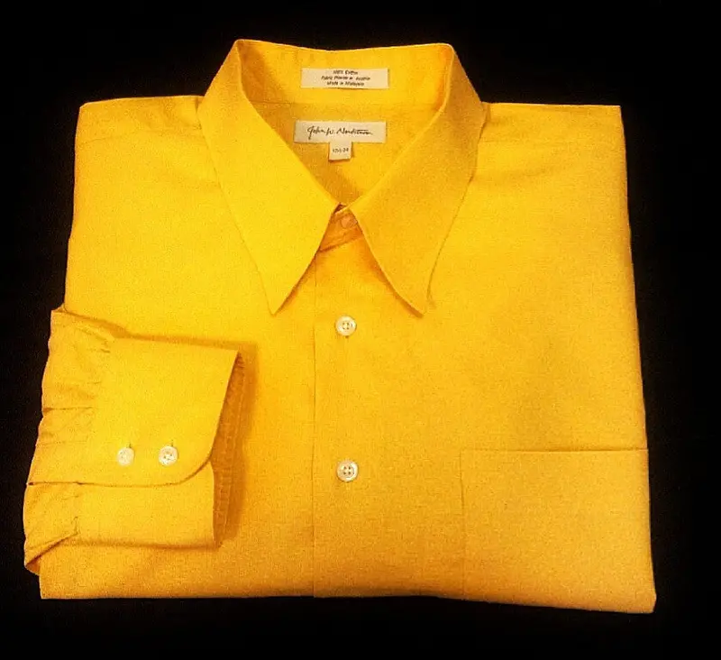 John Nordstrom- Yellow Pique 100% Cotton Bu Dress Shirt- Size 17.5X34 1