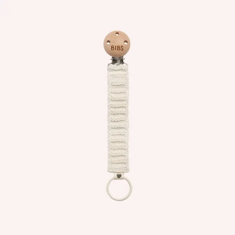 Knitted Pacifier Clip - Ivory 1