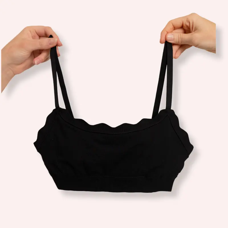 Leakproof Scallop Bandeau Bralette - Black 1