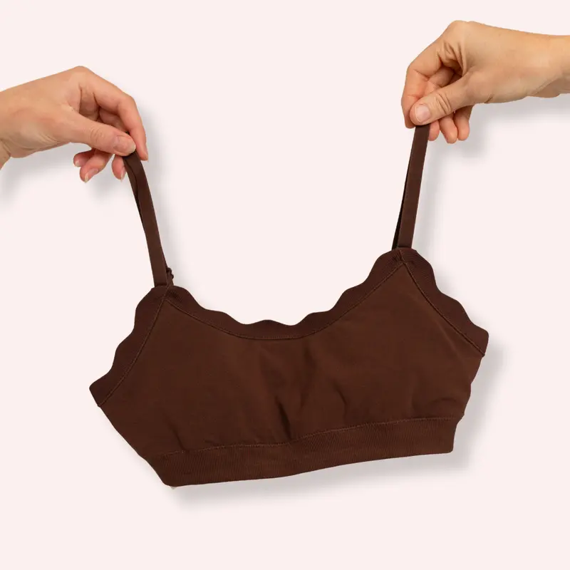 Leakproof Scallop Bandeau Bralette - Chocolate 1