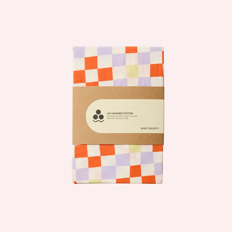 Leo Washed Cotton Fitted Sheet - Juno Checkerboard 1