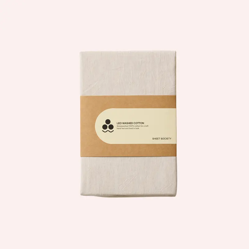 Leo Washed Cotton Fitted Sheet - Oatmeal Marle 1
