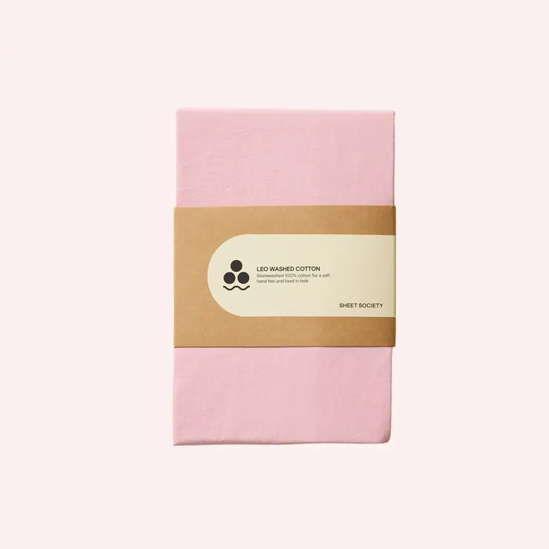Leo Washed Cotton Fitted Sheet - Pink Lotus 1