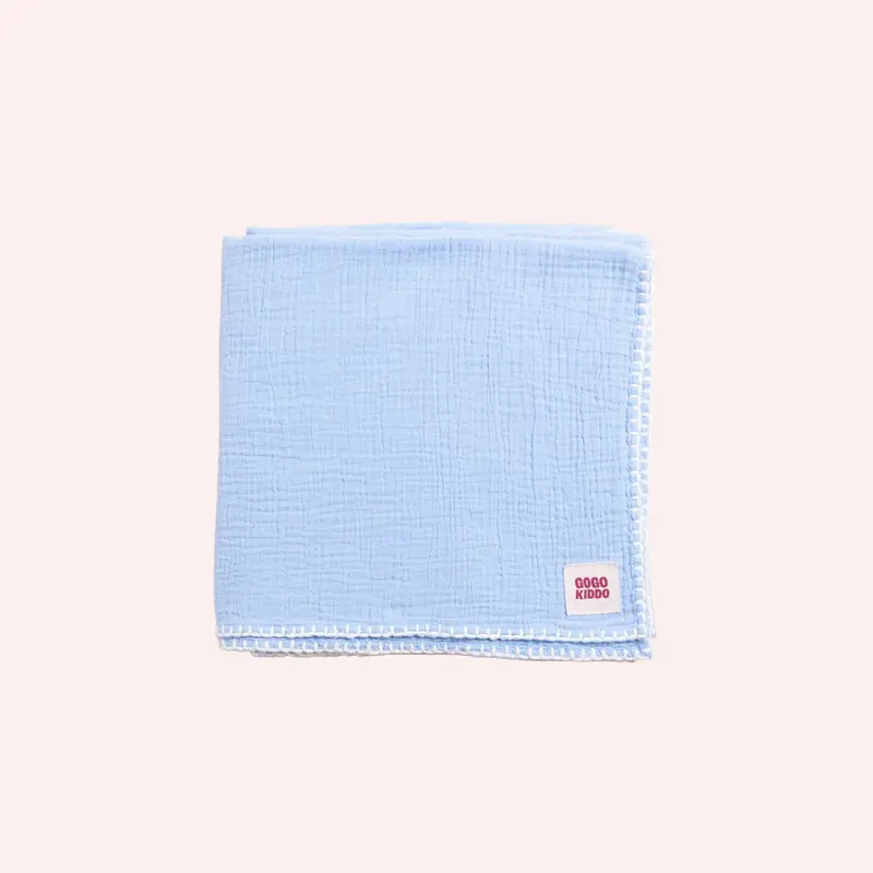 Light And Breathable Muslin Swaddle Wrap - Periwinkle/Ivory 1