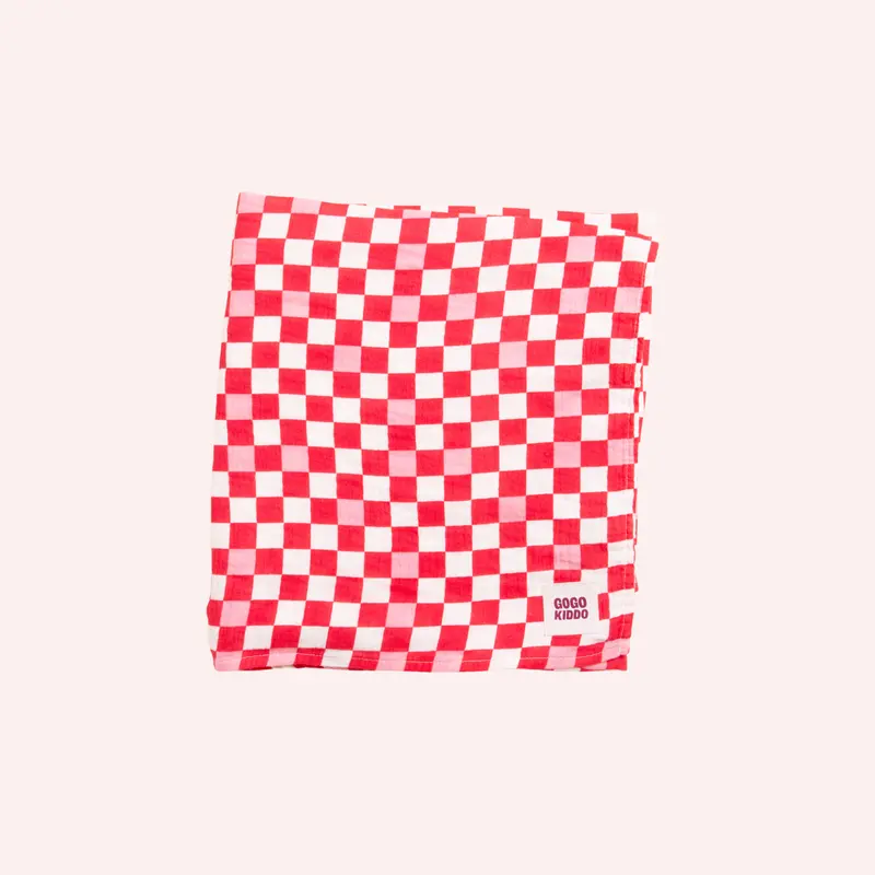 Light And Breathable Muslin Swaddle Wrap - Pink Check 1