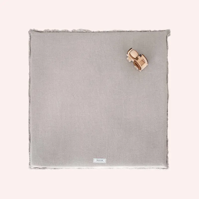 Linen Padded Play Mat – Natural Raw Edge 1