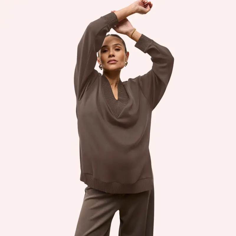 Lucia Lounge Top - Truffle 1