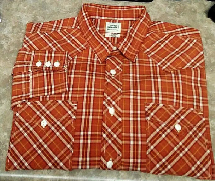 Lucky Brand-Terracotta Plaid,Western Style Fashion Shirt- Size L 1