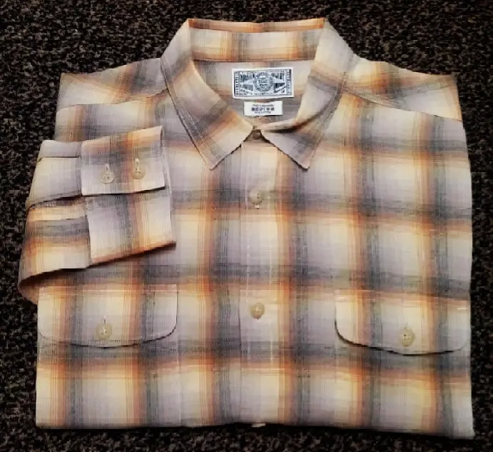 Lucky Brand-Yellow/Gray Plaid,Western Style Fashion Shirt- Size M 1