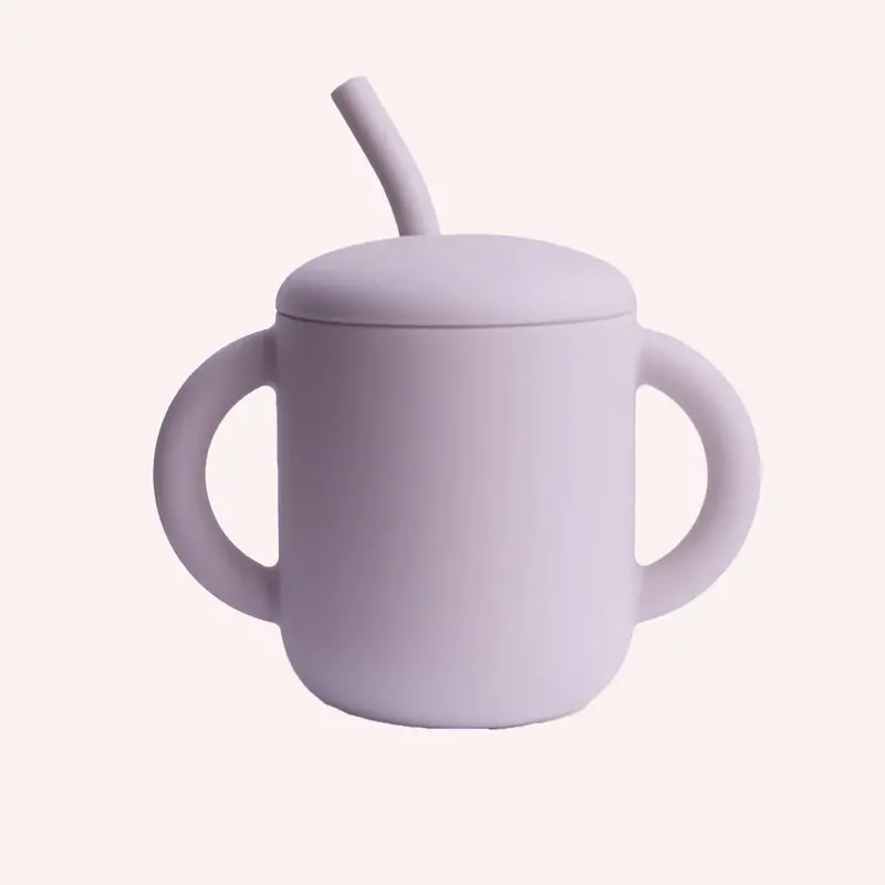 Mushie Silicone Training Cup + Straw - Soft Lilac 1