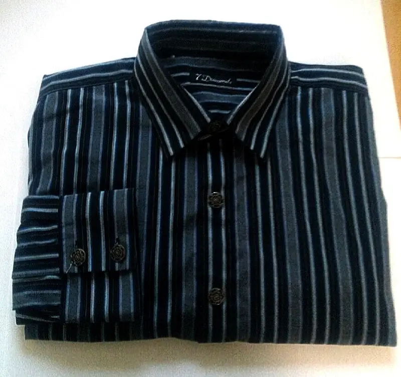 New- 7 Diamonds-Blue/Black Stripe Embroidered Fashion Shirt- Size M 1