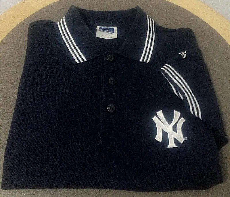 New- Adidas 'New York Yankees'- Navy Pique Cotton Logo Polo Shirt- Size L 1