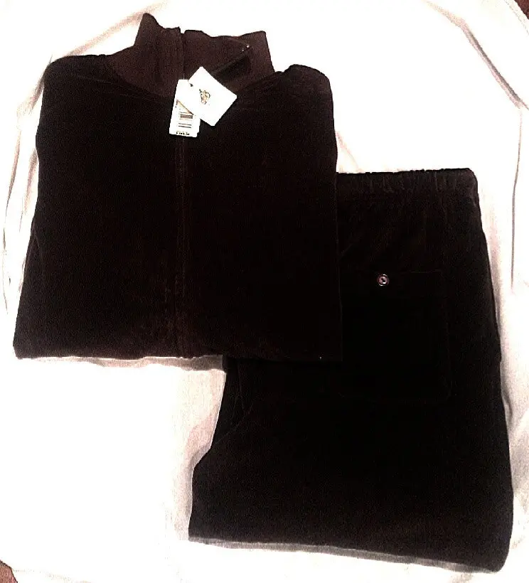 New- American Essentials Brown Velour Loungewear/Tracksuit- Size L 1