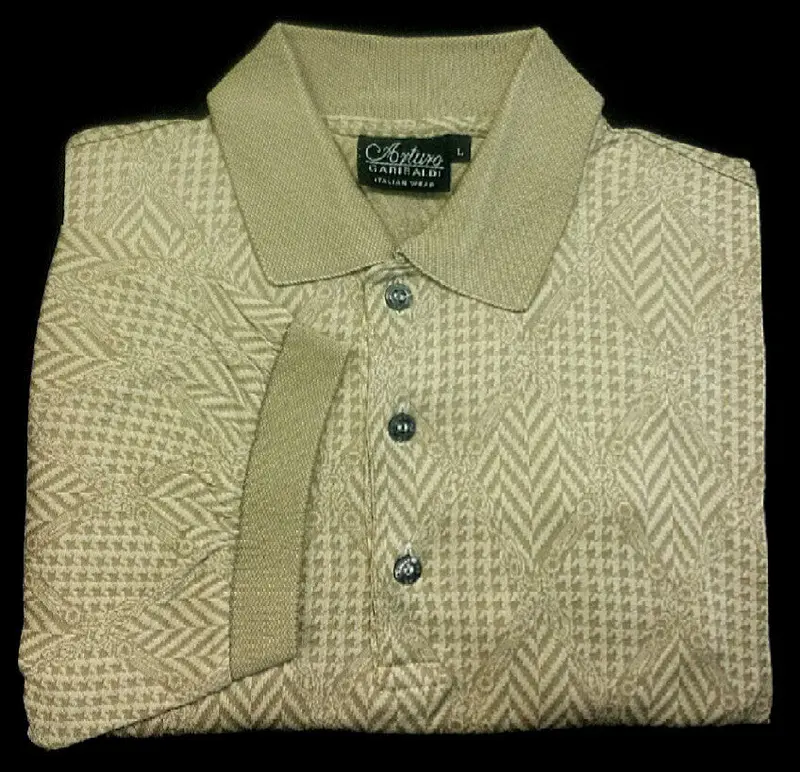 New- Arturo Garibaldi Khaki Tan Polo/ Golf Shirt- Size L 1