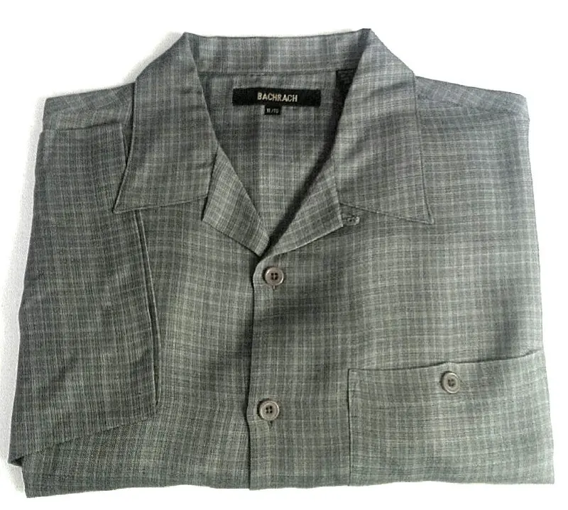 New- Bachrach Gray Check Camp Shirt- Size Xl/Tg 1