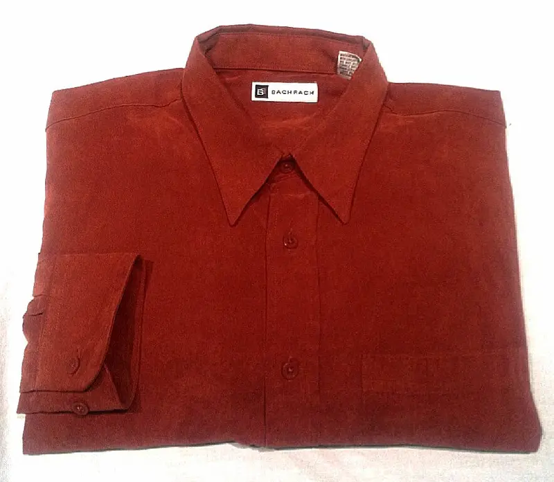 New- Bachrach Rust Ultra Suede Bu Fashion Shirt- Size L 1