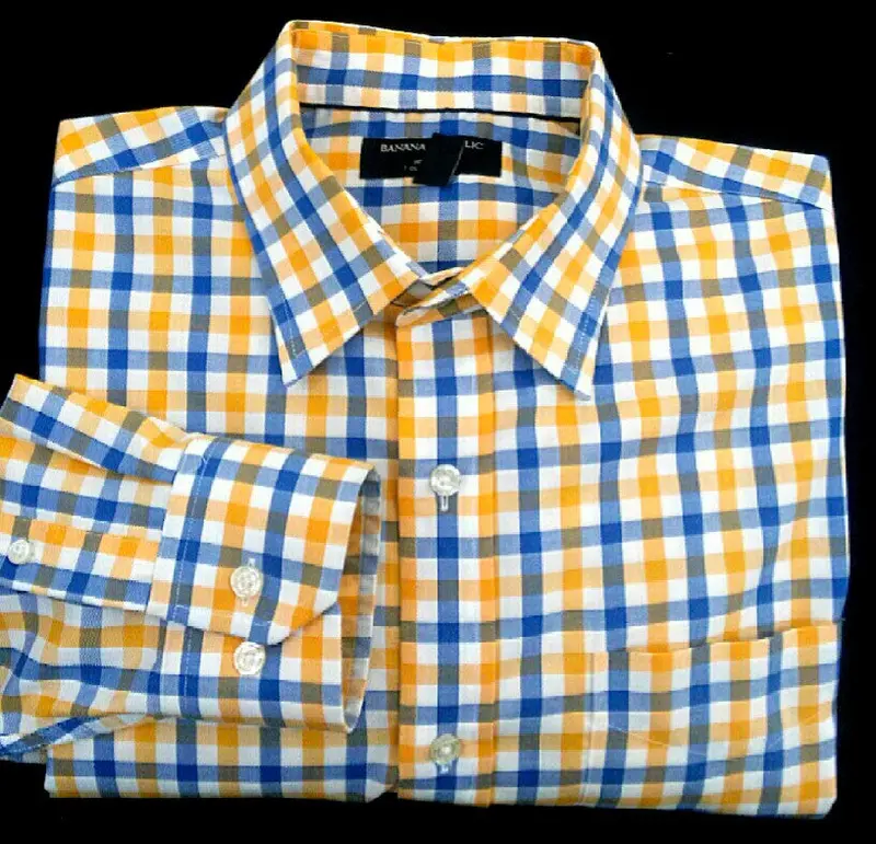 New- Banana Republic Check Dress/ Fashion Shirt- Size M (15-15.5) 1