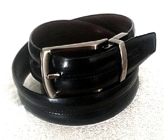 New- Black/Brown Reversible Leather Fashion Belt- Size 34 1