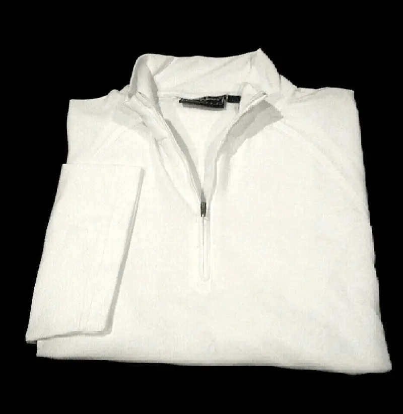 New- Bobby Jones Players- White Cotton- 1/4 Zip High Crew Knit Polo Shirt- Size L 1