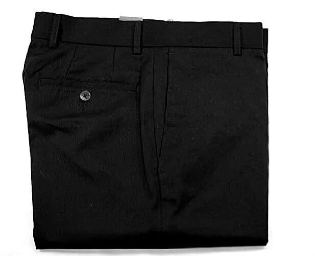 New- Calibrate Black Wool-'Trim Fit'/Plain Front Dress Trousers- Size 31 1