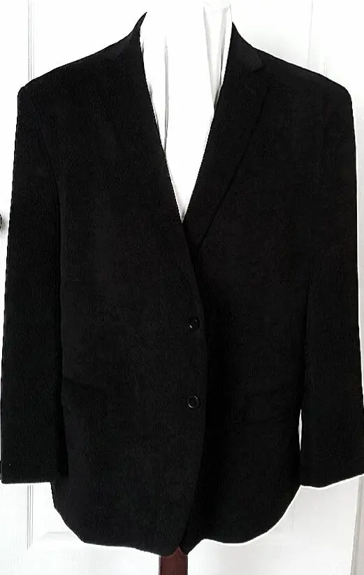 New- Calvin Klein Black Micro Corduroy Sport Coat- Size 46L 1